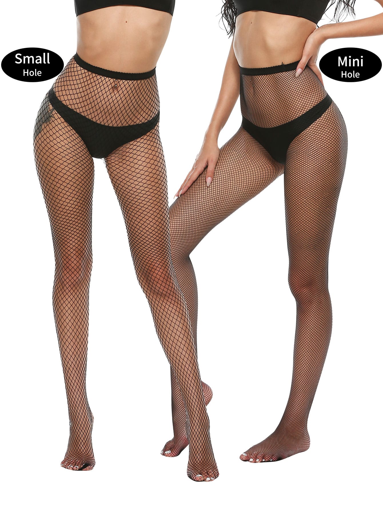 Tempting Lines - Set 4 Dresuri Plasă Negre – Fishnet Ochiuri Extra-Mari, Mari, Medii și Fine
