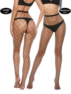 Tempting Lines - Set 4 Dresuri Plasă Negre – Fishnet Ochiuri Extra-Mari, Mari, Medii și Fine