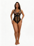 Almost Hidden - Body Sexy Negru Fishnet cu Fermoar