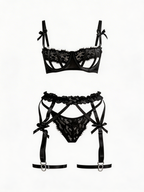 Kind of Dangerous - Set Lenjerie Sexy Negru cu Fundițe