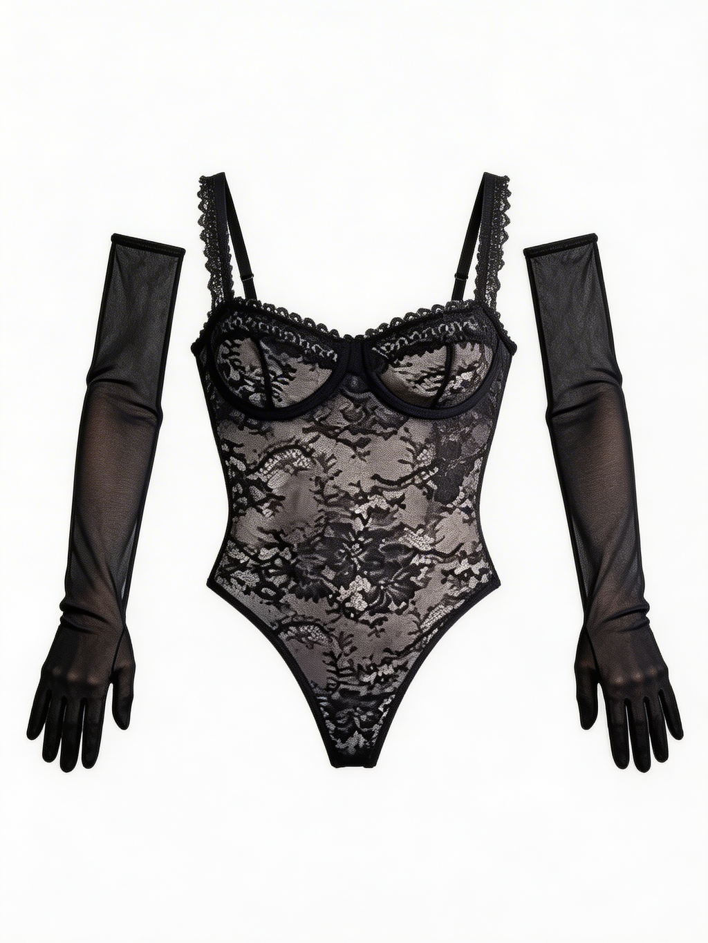 Soft Spell - Body Sexy Negru Dantelă Florală