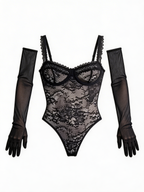 Soft Spell - Body Sexy Negru Dantelă Florală