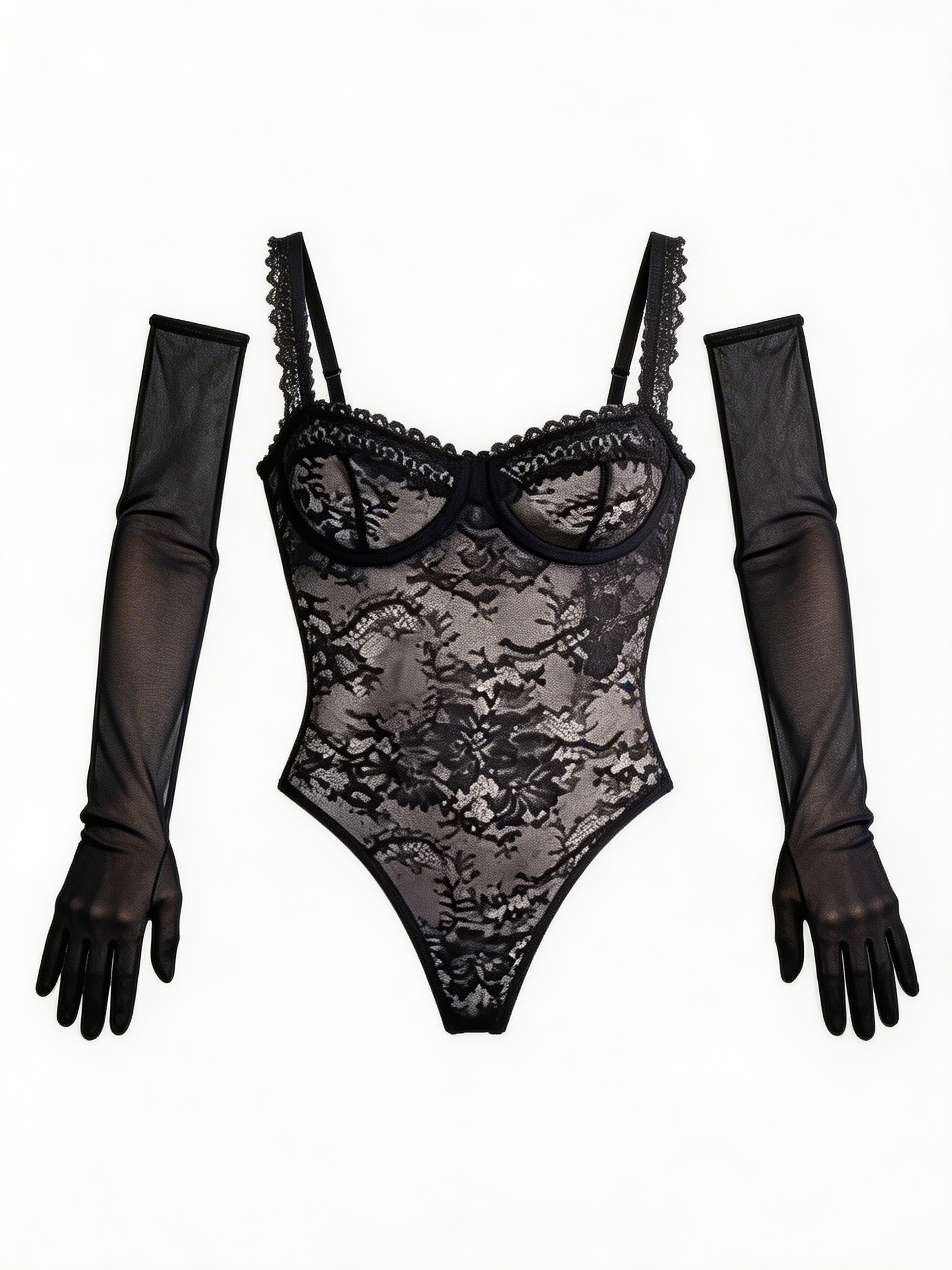 Soft Spell - Body Sexy Negru Dantelă Florală